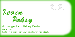 kevin paksy business card